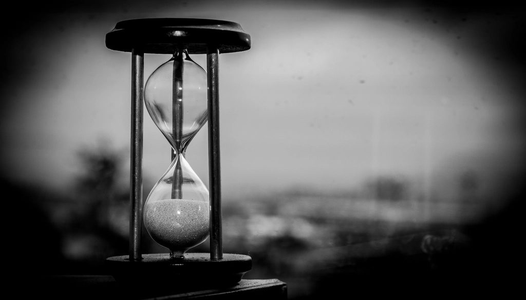 Hourglass with all of its sand run through to the bottom